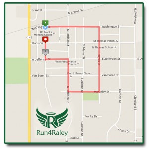 Run4Raley 1 Mile Walk Course Map